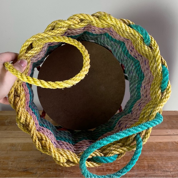 Handmade Recycled Nautical Rope Basket Storage Bin - Pastel Colors - Picture 10 of 16